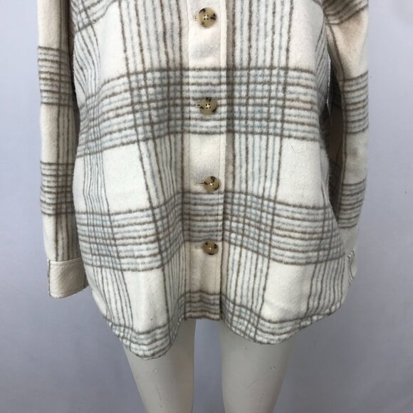 J. JILL ~ WOMENS MEDIUM ~ CREAM BUTTON UP SHIRT JACKET SHACKET - Picture 3 of 7